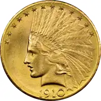 United States ten dollar Indian Head gold coin